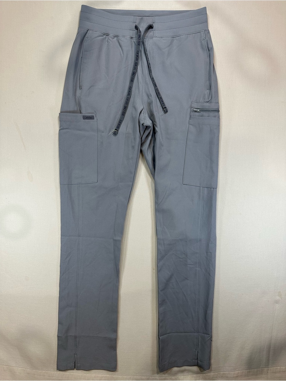 Landau Forward Women's Grey Rib-Knit Waistband Jogger Scrub Pants XS Regular